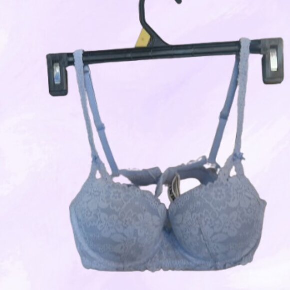 PINK Victoria's Secret balconette push up bra lacey in blue size 32B. - Picture 4 of 5